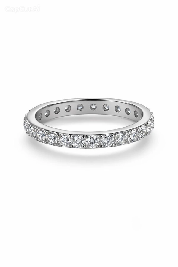 Anel Aliança Inteira Moissanite Aparador 2,5MM Prata 925 Ródio Branco