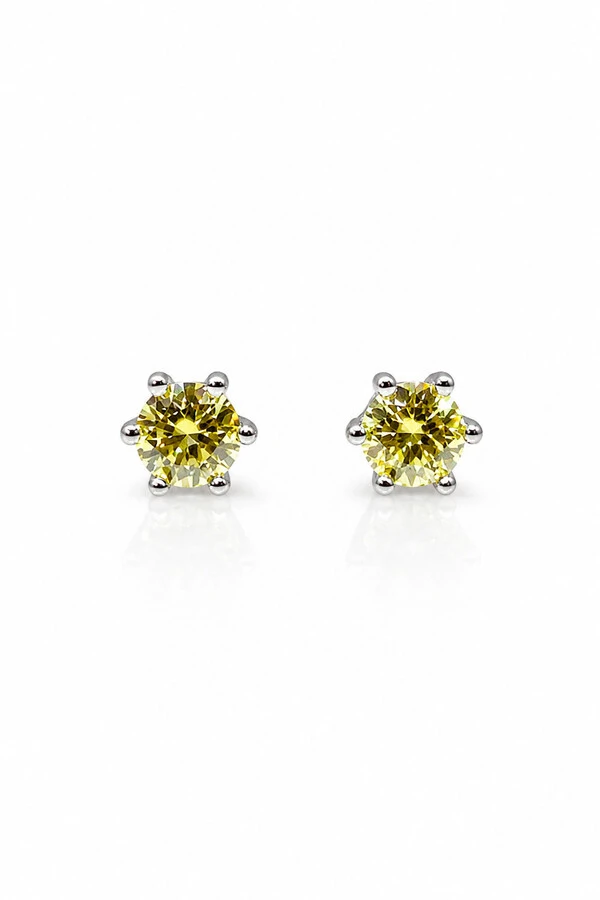Brinco Ponto Luz 5mm Moissanite Yellow Light Prata 925 com Ródio branco