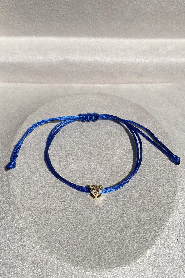 Pulseira Pingente Coração P Zircônias AZul Royal