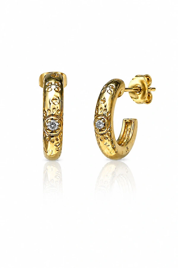 Brinco Argola Olho P Zircônias Ouro 18k