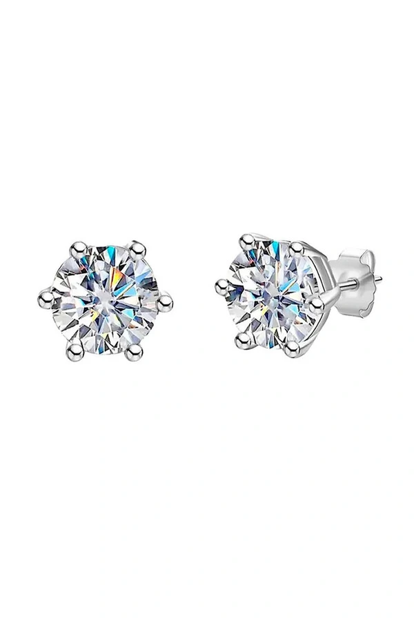 Brinco Ponto Luz 8mm Moissanite Prata 925 com Ródio branco