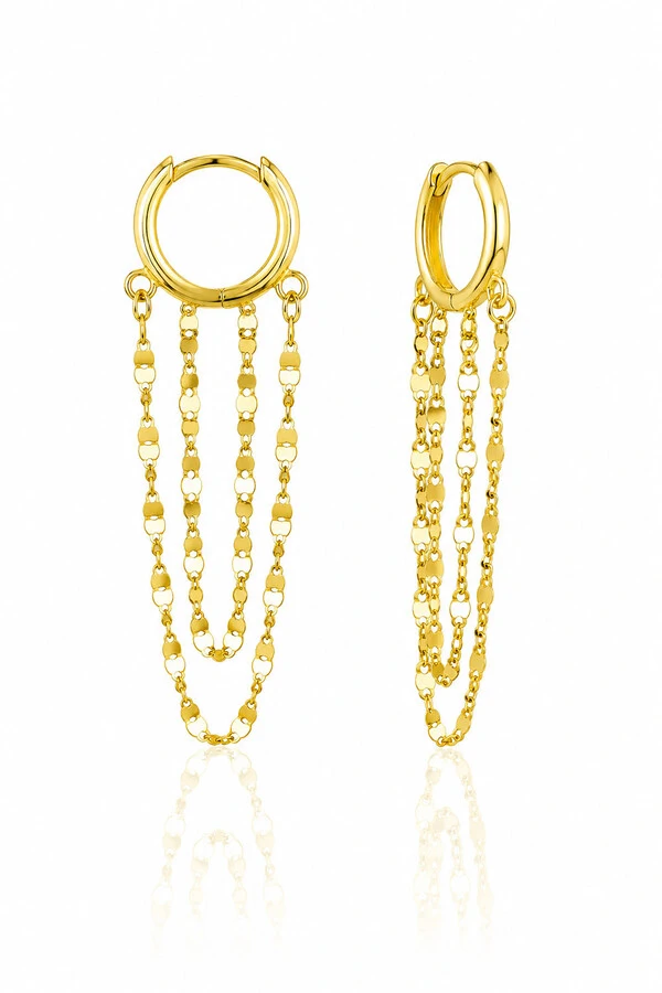 Brinco Argolinha Click Franjas Diamantadas no ouro 18k