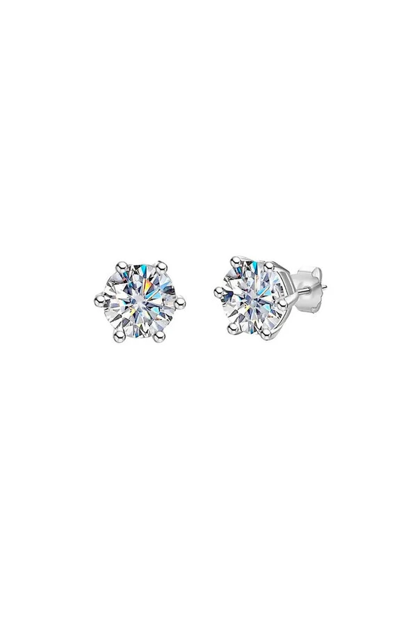 Brinco Ponto Luz 6mm Moissanite Prata 925 com Ródio branco