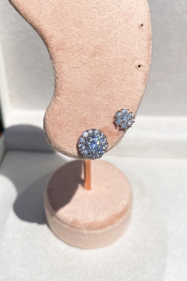 Brinco Ponto Luz 10mm Moissanite Prata 925 com Ródio branco