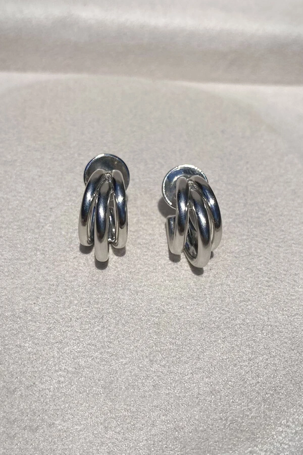 Brinco Argola Betina Tripla Fosca P Ródio Branco