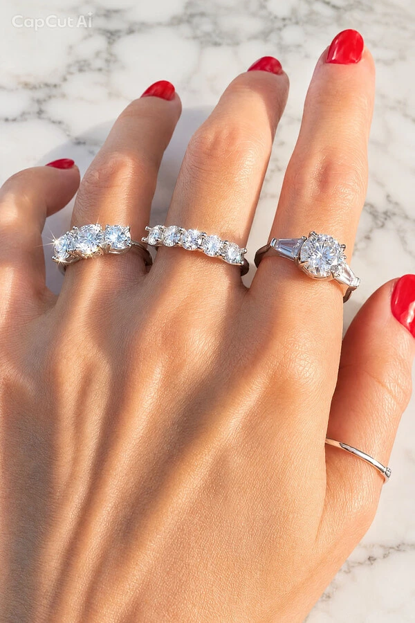 Anel Moissanite Aparador Pedra Central 6MM Prata 925 Ródio Branco