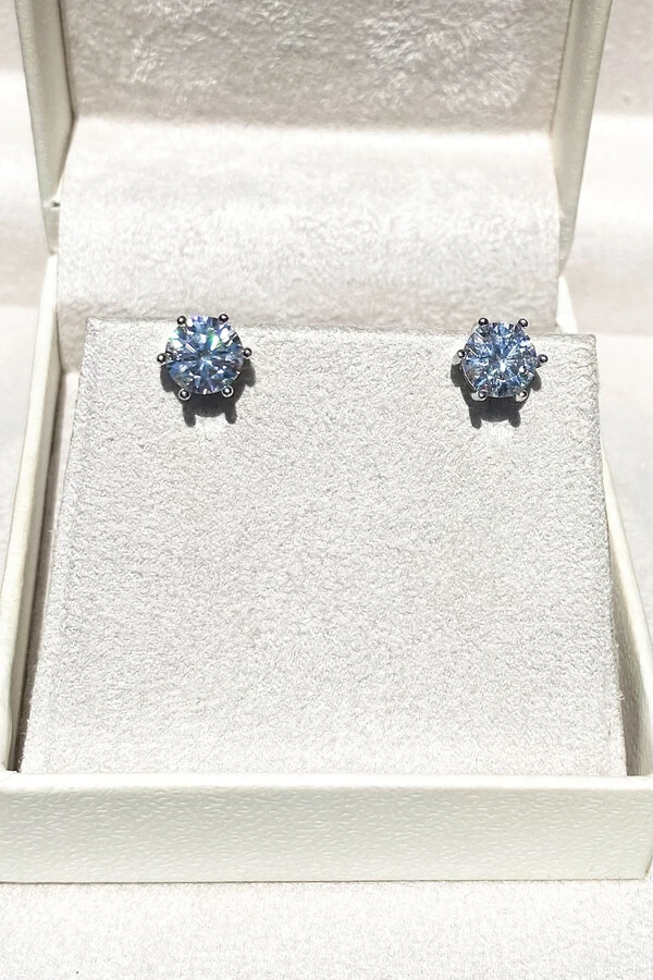 Brinco Ponto Luz 7mm Moissanite Prata 925 com Ródio branco