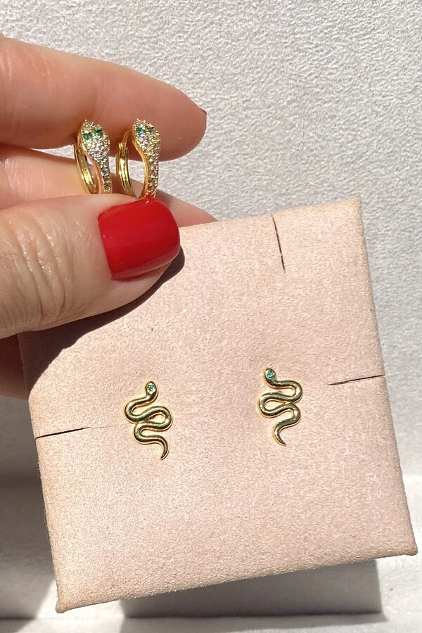 Brinco kit Cobra Mini Ouro 18k