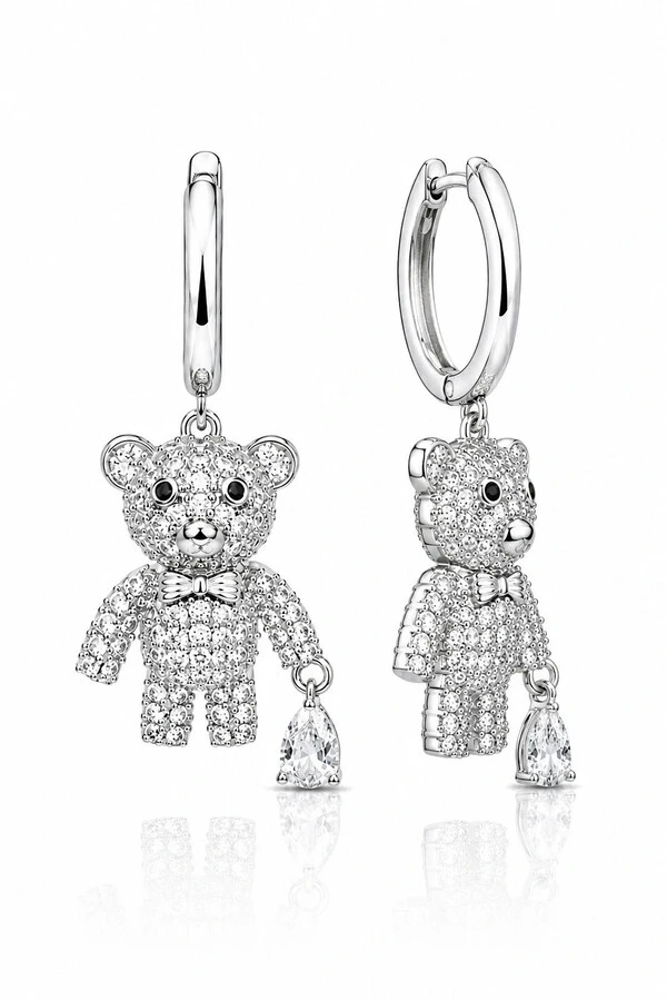 Brinco Argola Teddy Zircônia Ródio Branco