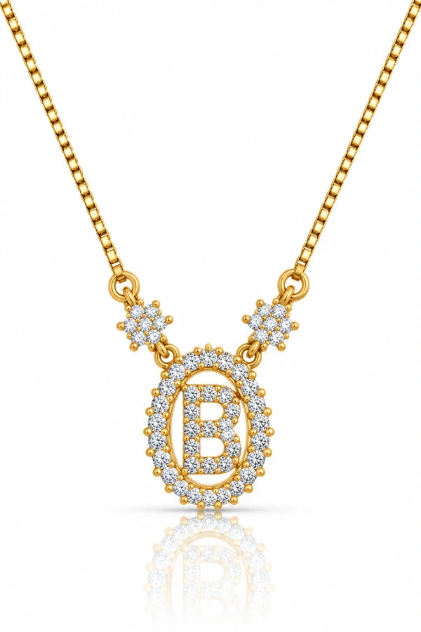 Colar Inicial Letra B Pequena Banhado no Ouro 18k