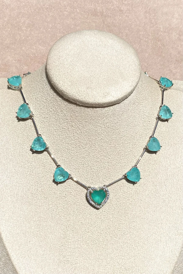 Colar Riviera Corações Turmalina Fusion Ródio Branco