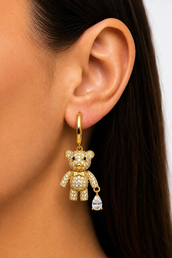 Brinco Argola Teddy Zircônia Ouro 18k