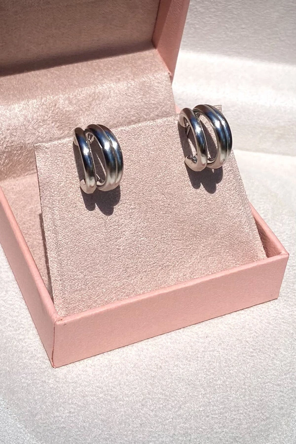 Brinco Argola Betina Tripla Fosca P Ródio Branco