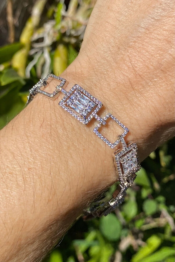 Pulseira Riviera Retangular Zircônias