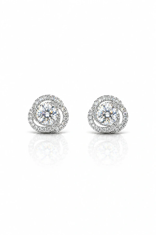 Brinco Caracol 5mmMoissanite Prata 925 com Ródio branco