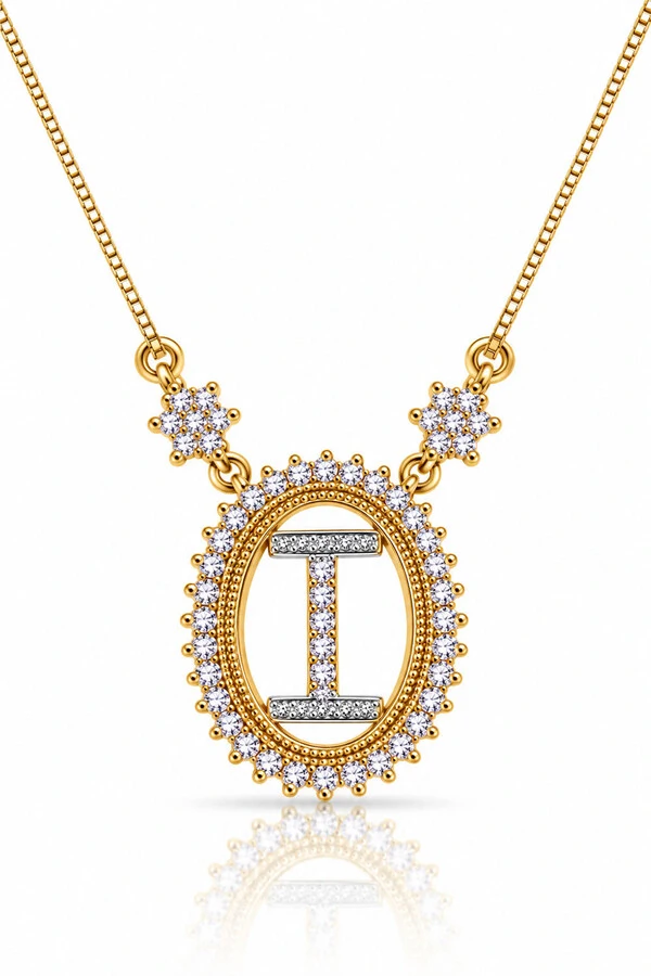 Colar Inicial Letra I Banhado no Ouro 18k