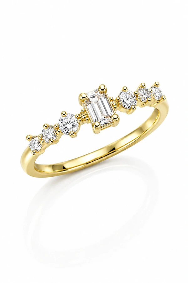 Anel Aliança Zircônia Ouro 18k