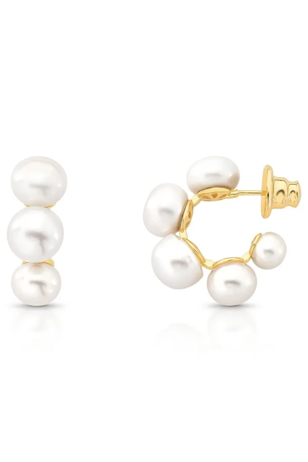 Brinco Argola Pérola Shell M Ouro 18k