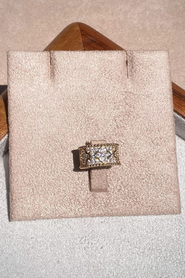 Fake Piercing Trevo Zircônia Ouro 18k