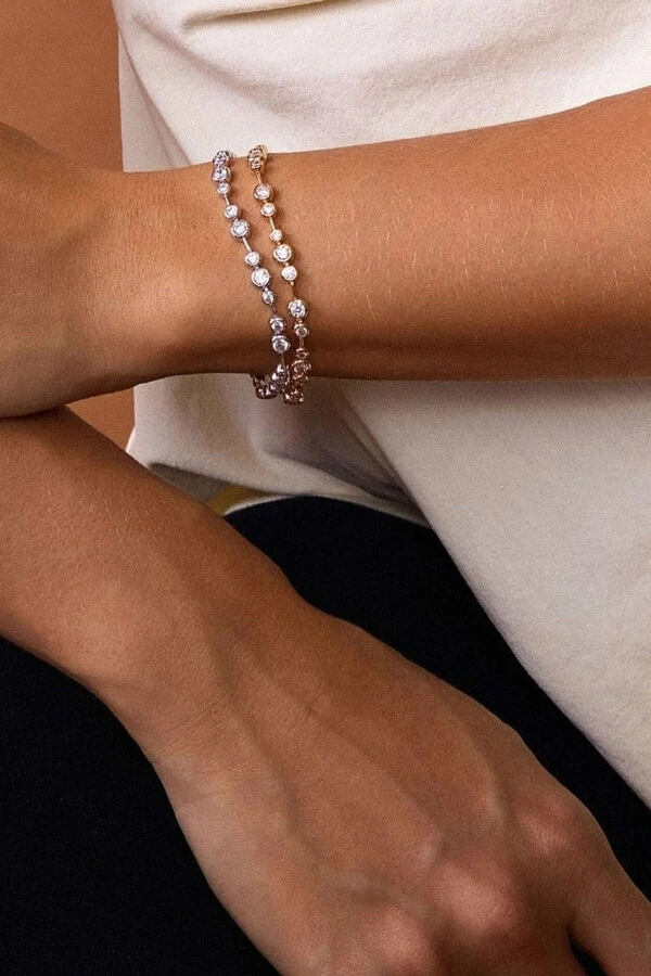 Pulseira Riviera Fio Faca Zircônias Ouro 18k