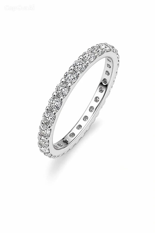 Anel Aliança Inteira Moissanite Aparador 2,5MM Prata 925 Ródio Branco
