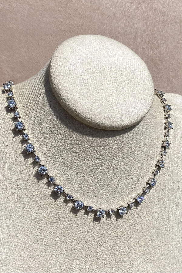 Colar Riviera Ponto Faca 5MM Zircônia Ródio Branco