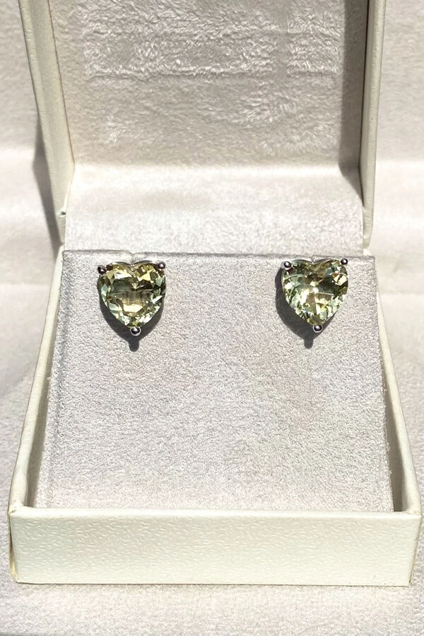 Brinco Coração Yellow Ródio Branco