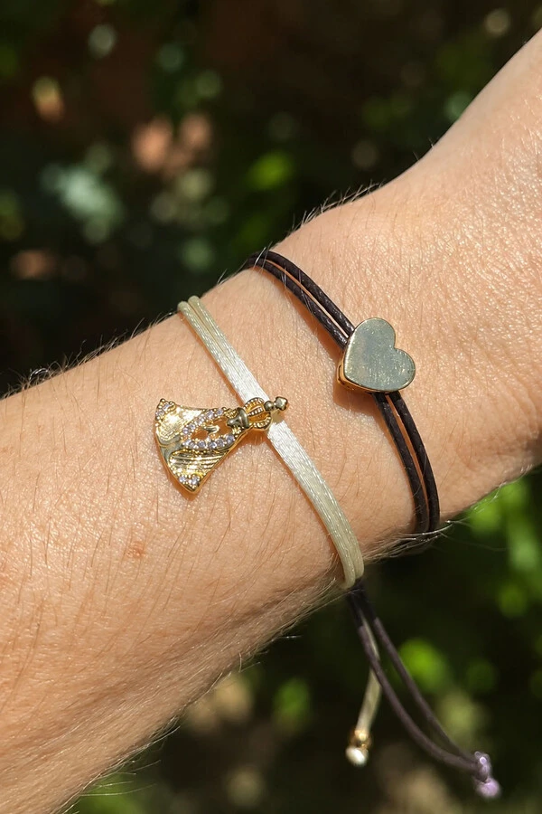 Pulseira Pingente Coração Liso Marrom