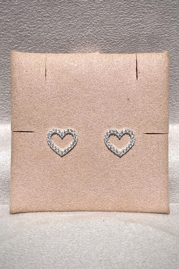Brinco Coração Vazado Zircônias Prata 925