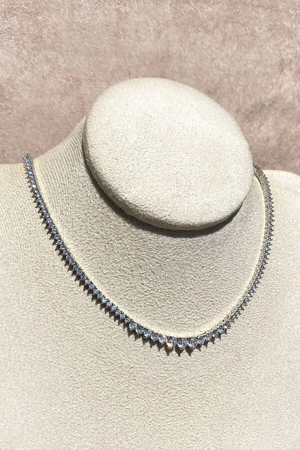 Colar Riviera Cristal Zircônia Violet Ródio Branco