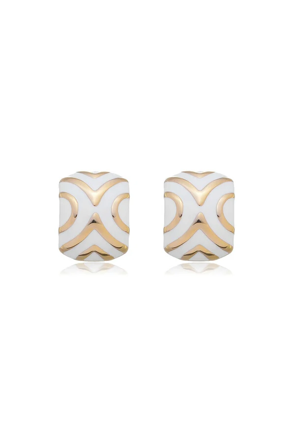 Brinco Esmaltado Branco Ouro 18k