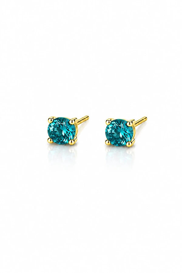 Brinco Ponto luz 3MM Turmalina Zircônia Ouro 18k