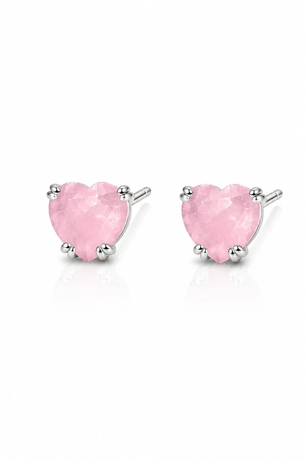 Brinco Coração Fusion Rosa Turmalina M Ródio