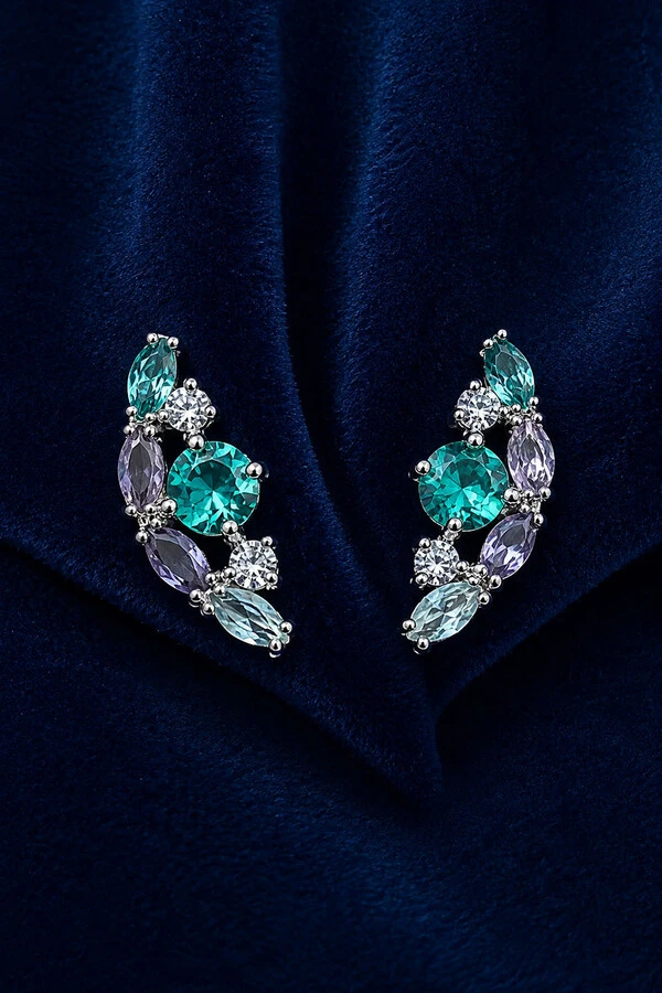 Brinco Earcuff Candy Colors Zircônias Ródio