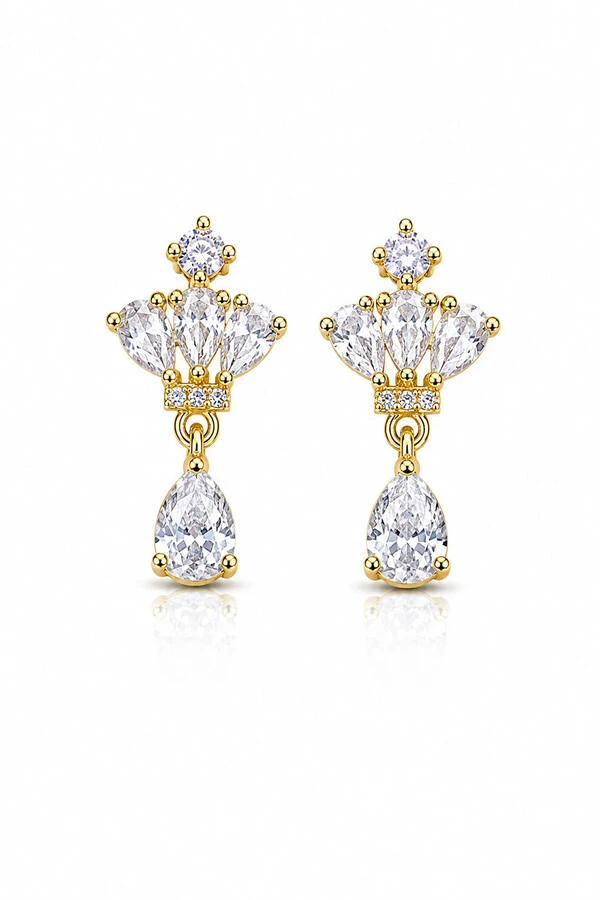Brinco Gota Zircônias Ouro 18k