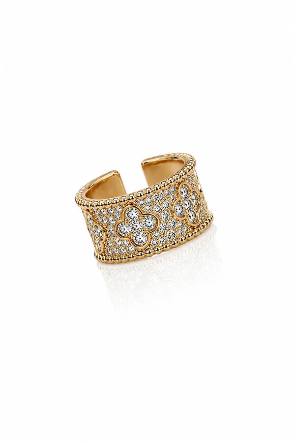 Fake Piercing Trevo Zircônia Ouro 18k
