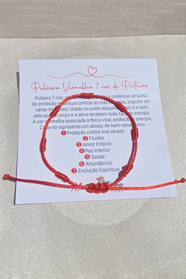 Pulseira Proteção dos 7 Nós Vermelha