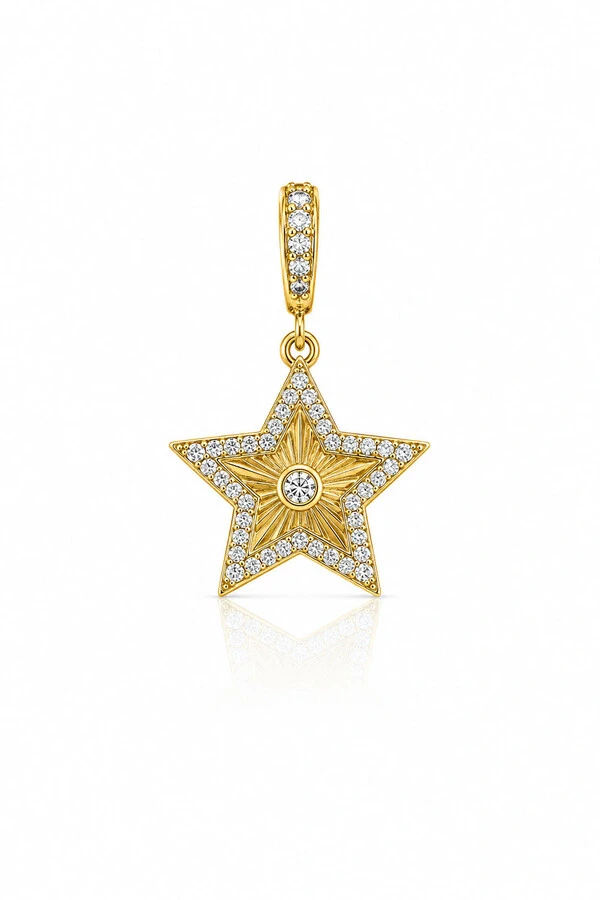 Pingente Estrela Zircônias Banhado Ouro 18k