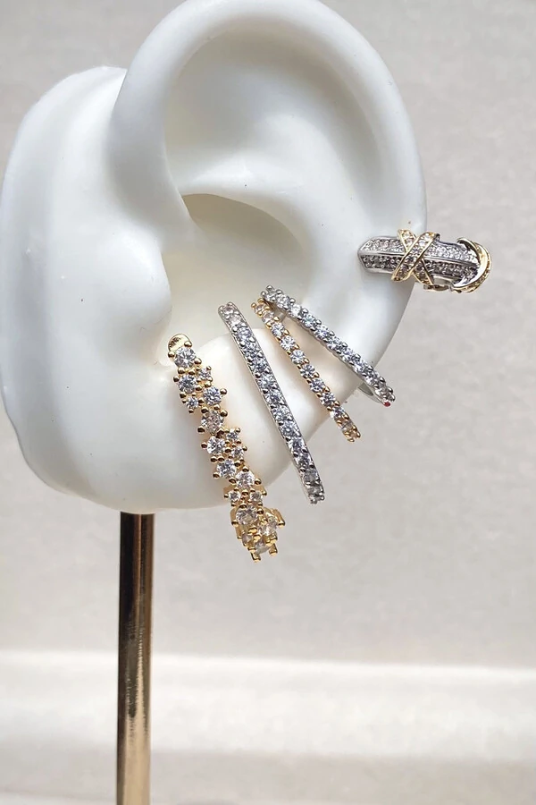 Brinco Earhook Duplo Dourado