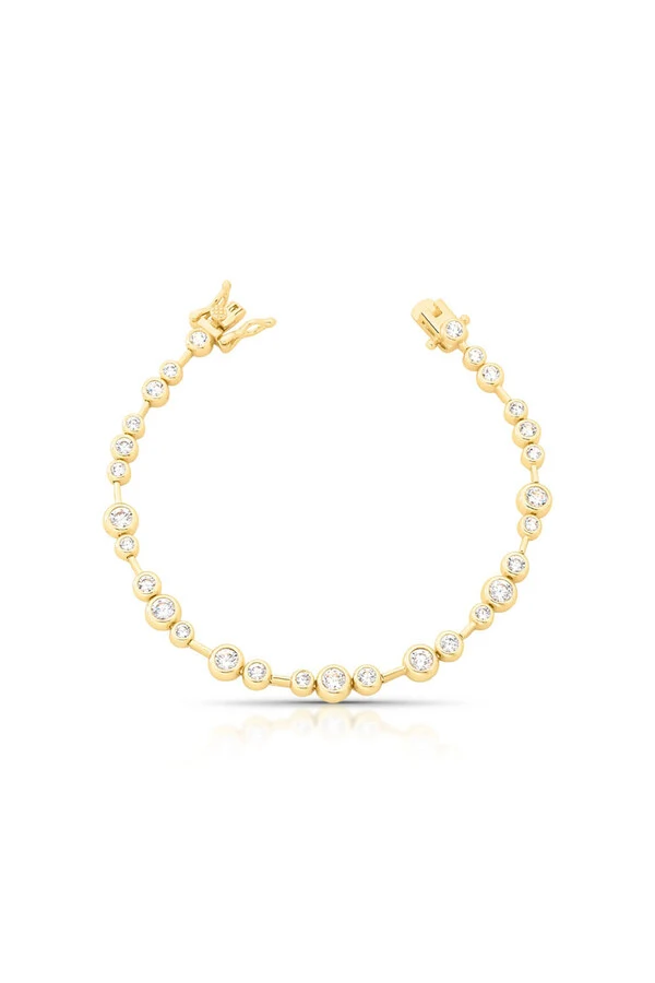 Pulseira Riviera Fio Faca Zircônias Ouro 18k