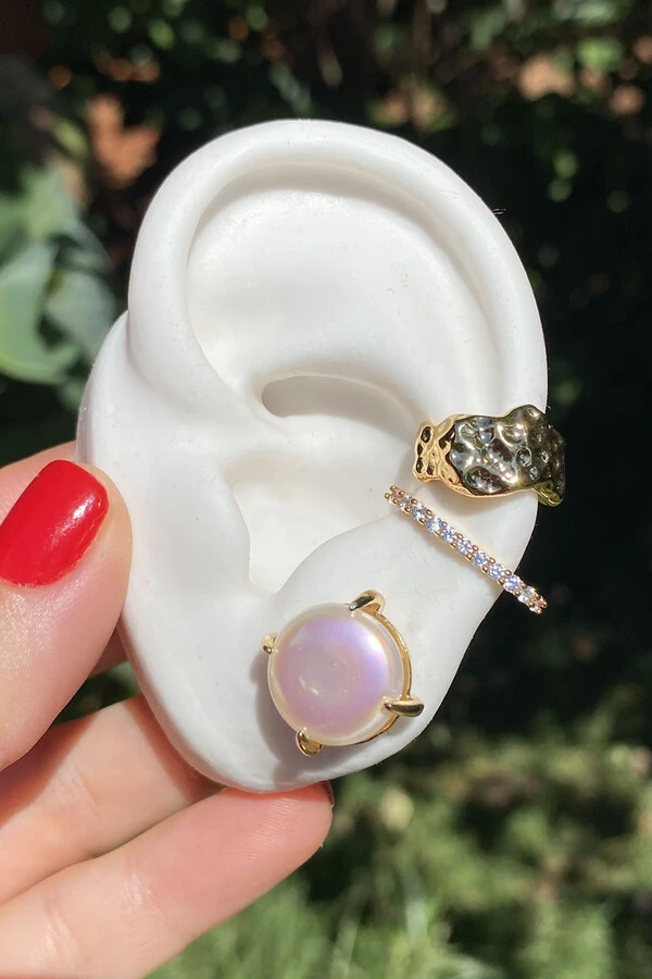 Brinco Botão Pérola Barroca Furtacor Ouro 18k