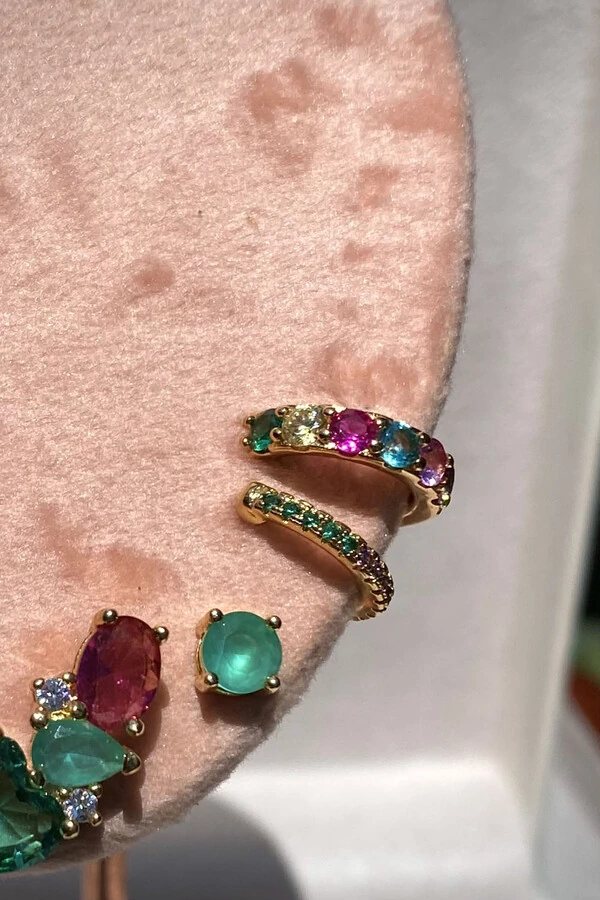 Brinco Ponto luz 5MM Turmalina Fosco Zircônia Ouro 18k