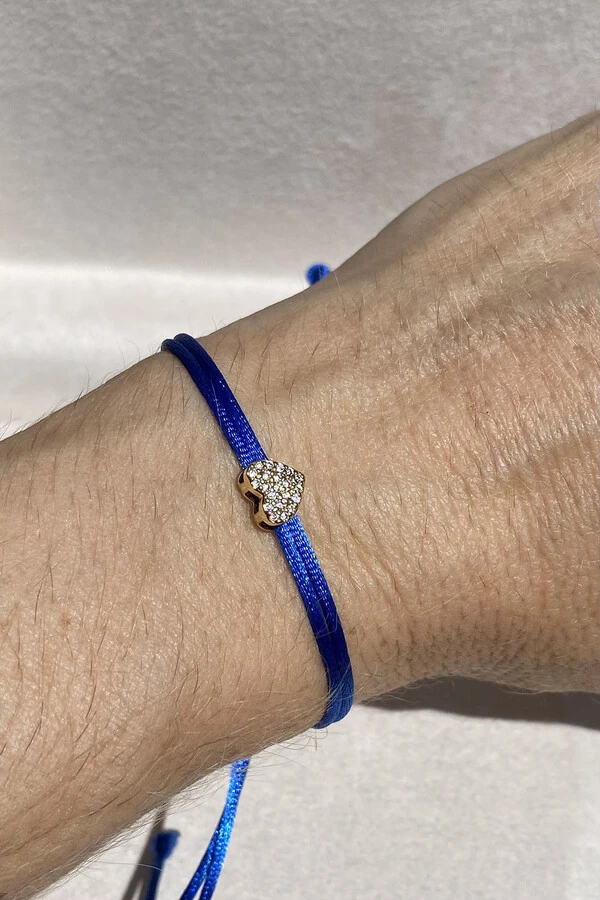 Pulseira Pingente Coração P Zircônias AZul Royal