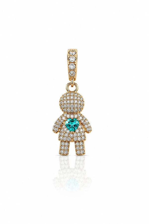 Pingente Menino Coração Turmalina Ouro 18k