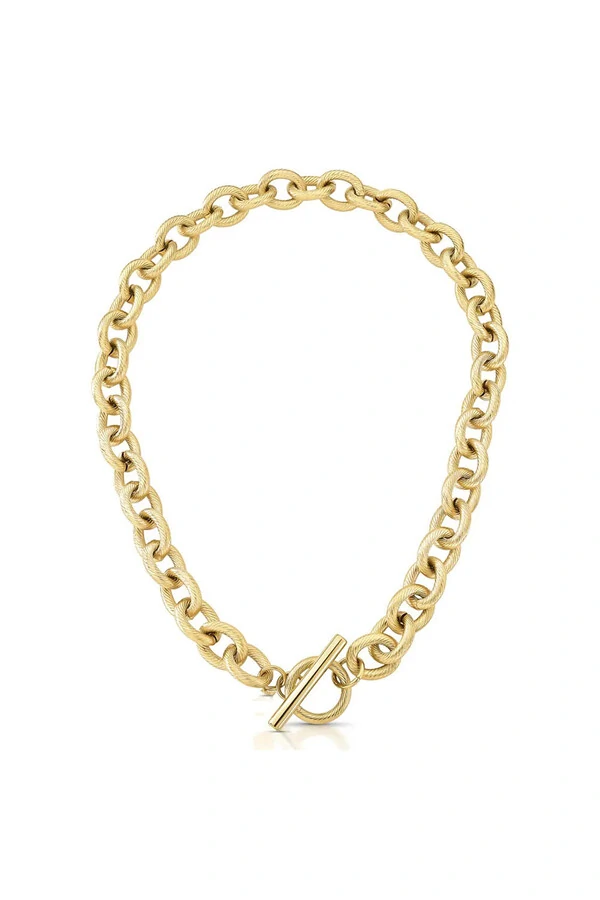 Colar Corrente dourado Elos Texturizados