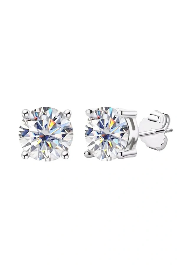 Brinco Luara Ponto Luz 10mm Moissanite Prata 925 com Ródio branco