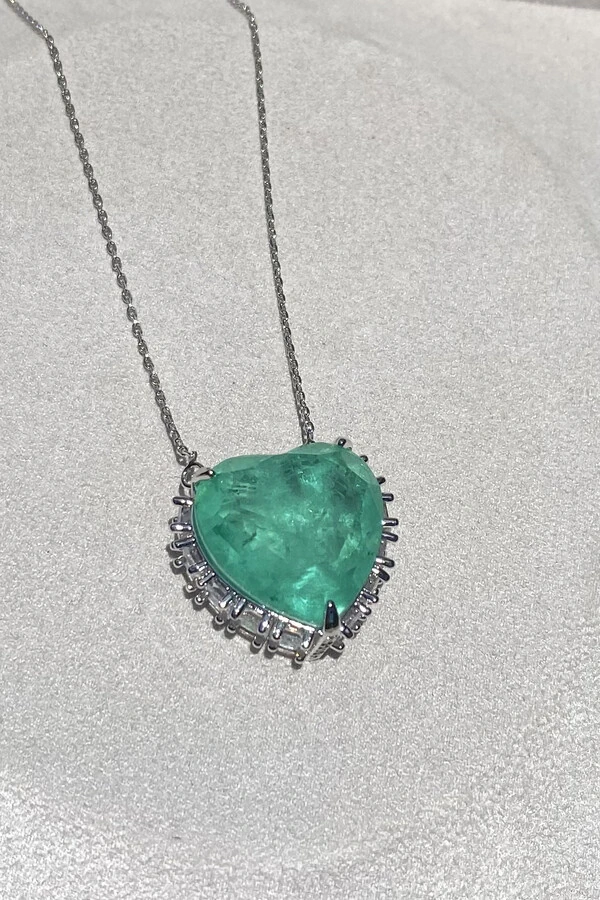 Colar Coração Turmalina Fusion Ródio Branco