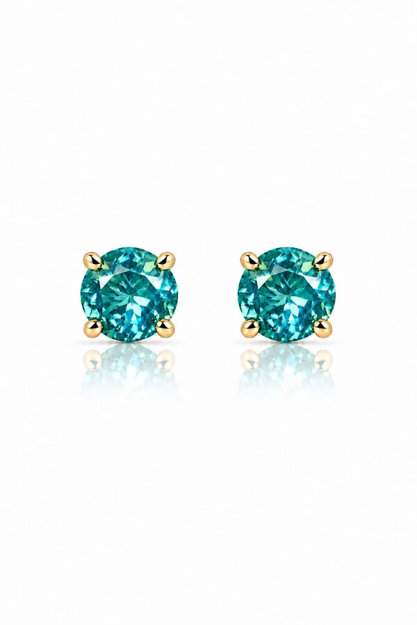 Brinco Ponto luz 5MM Turmalina Zircônia Ouro 18k
