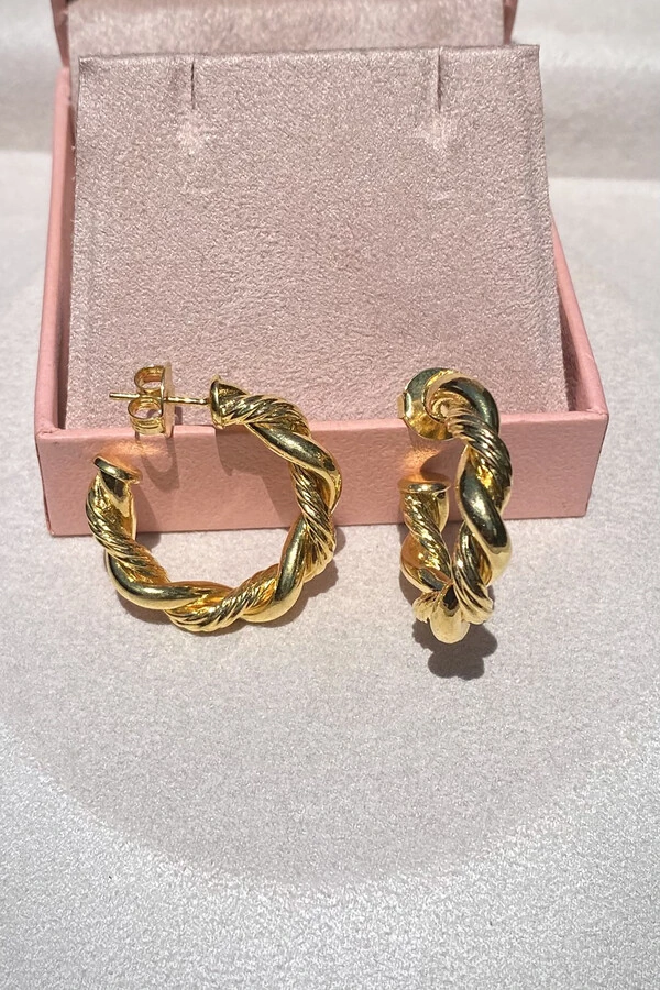 Brinco Argola Tubo Torcida Ouro 18k