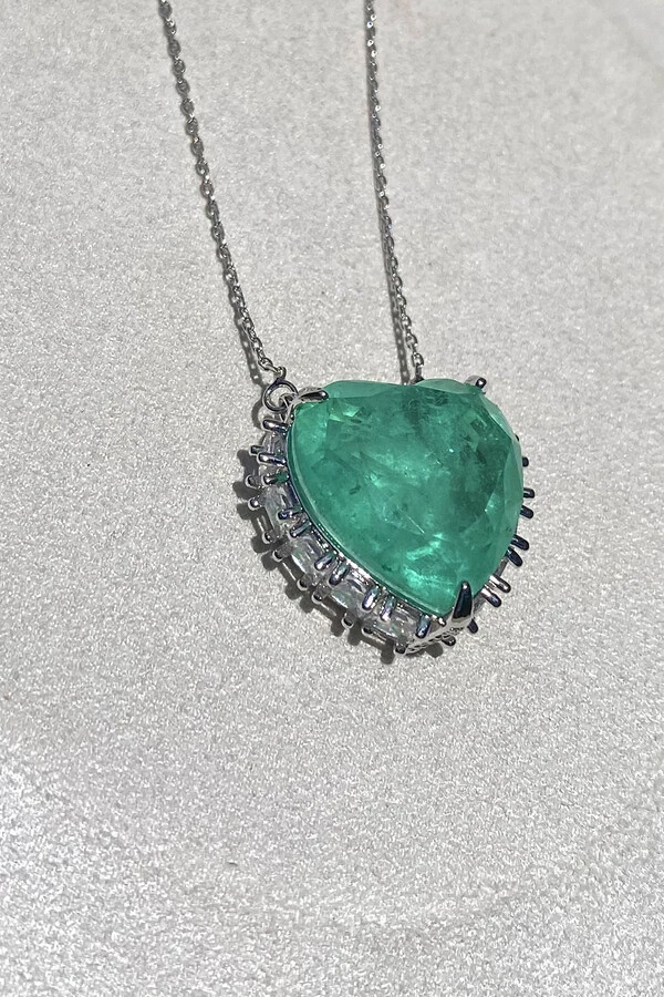 Colar Coração Turmalina Fusion Ródio Branco